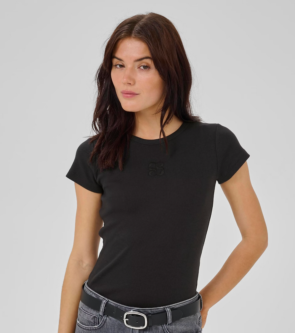 My Essential Wardrobe Black Ribbed Tee