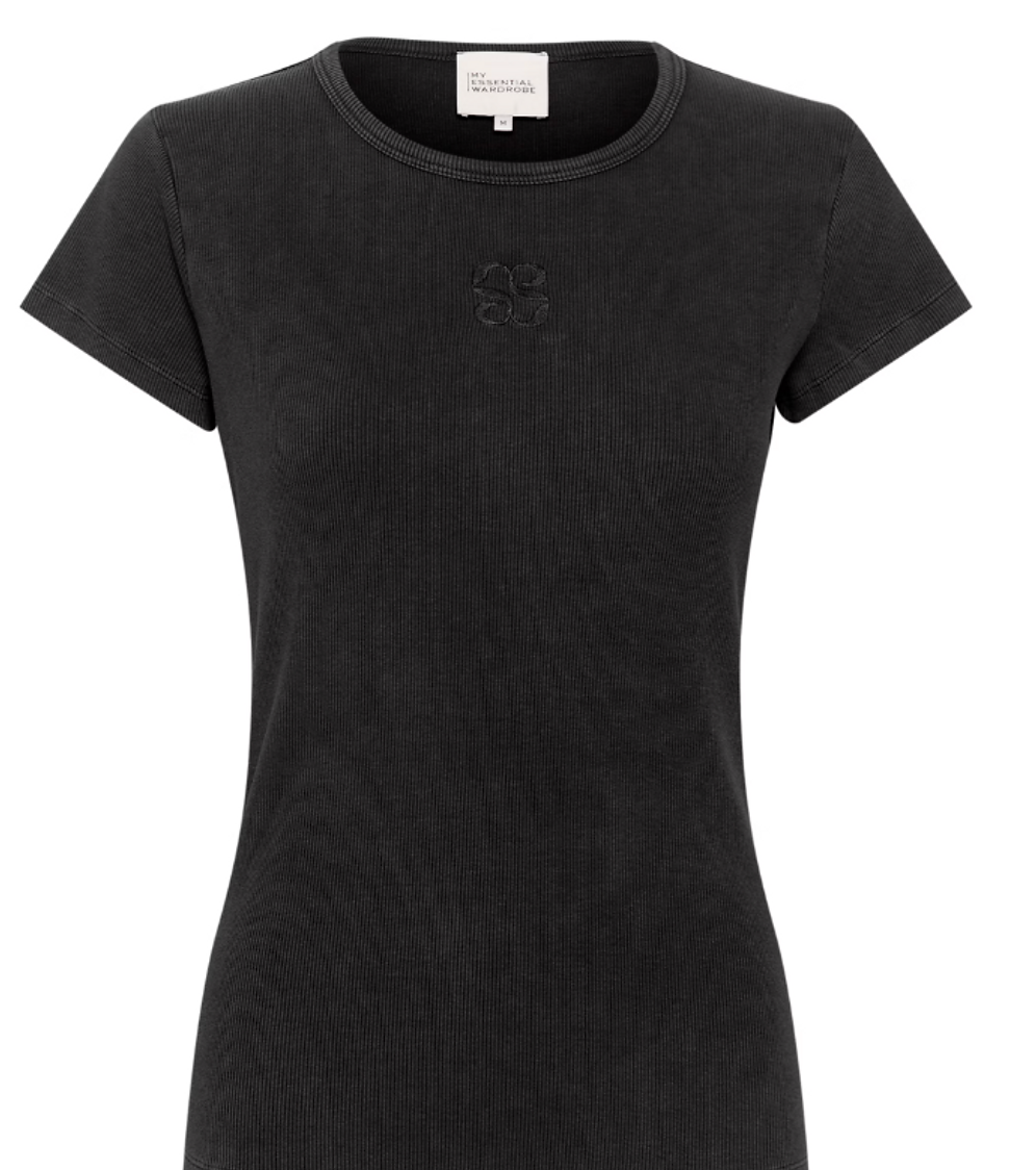 My Essential Wardrobe Black Ribbed Tee