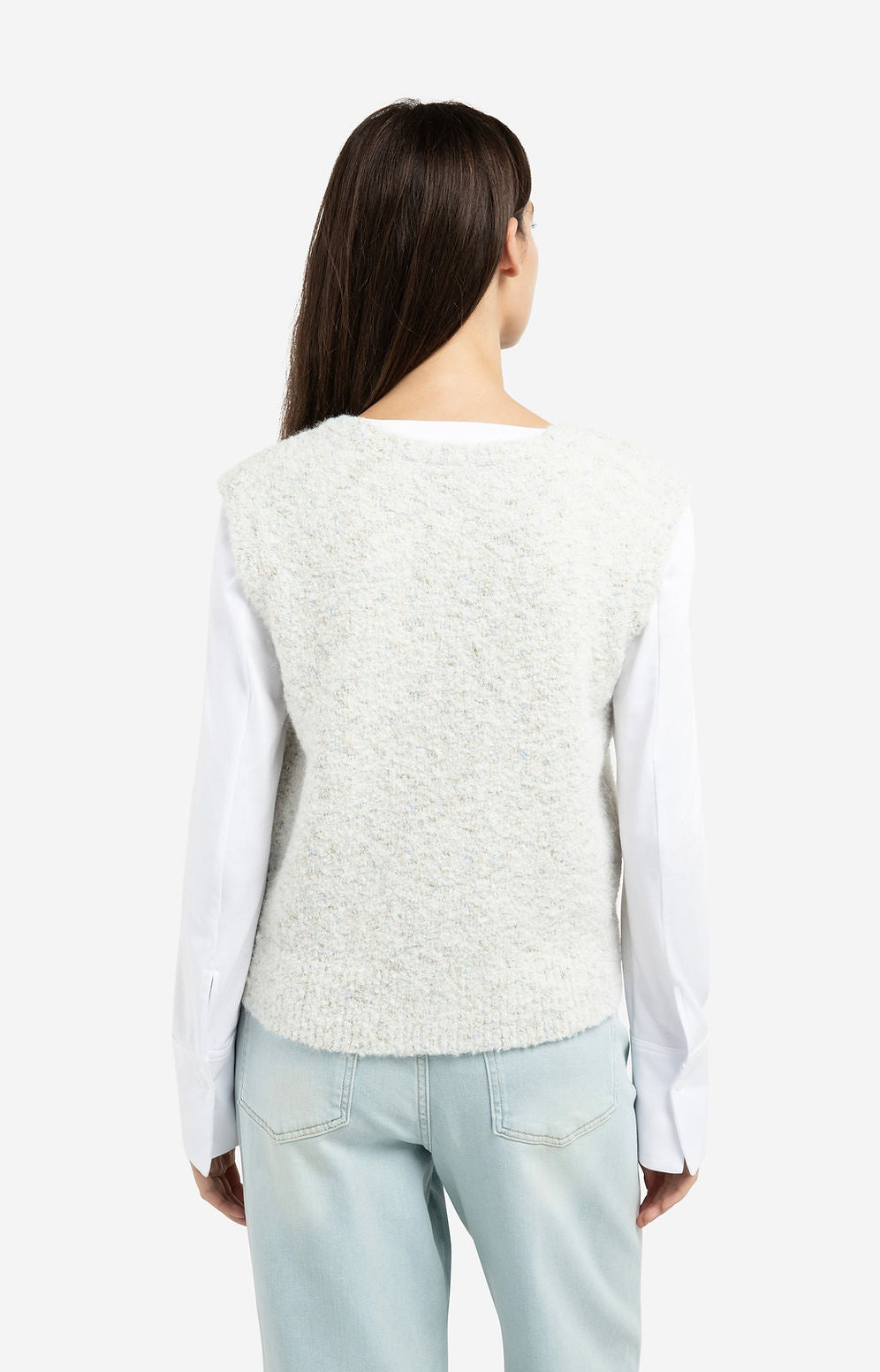 Yaya Sleeveless Boucle Cardigan