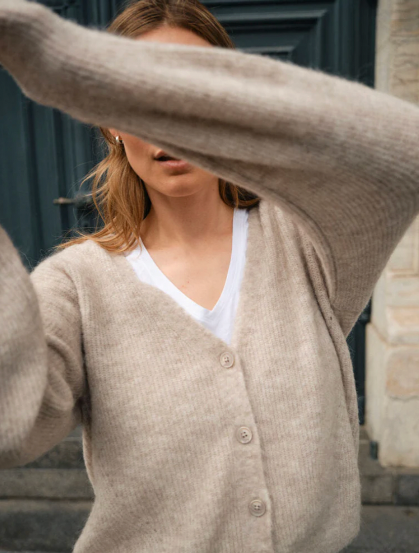 Mos Mosh Thora V-Neck Cardigan Feather Grey