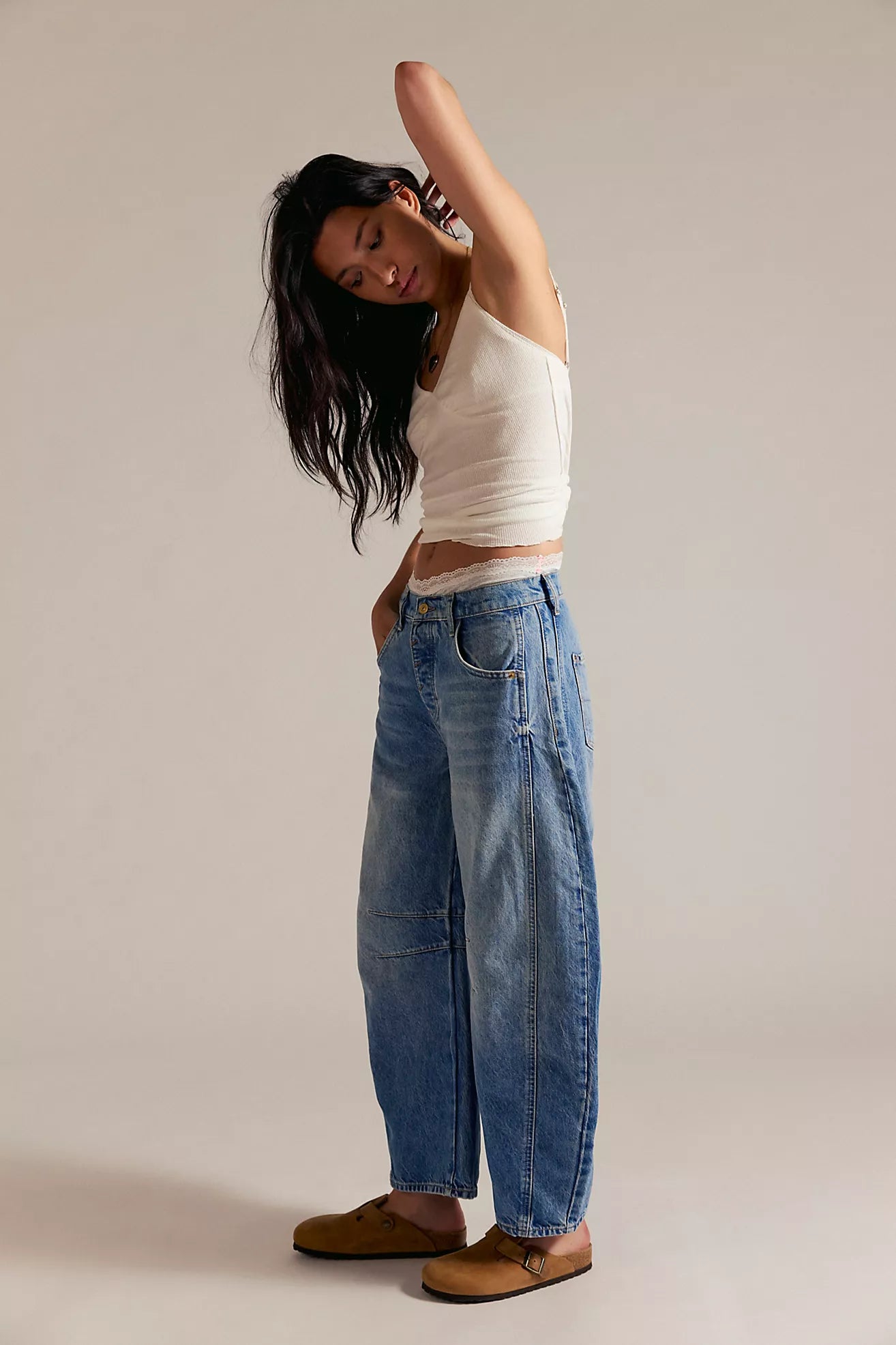 Free People Blue Barrel Jean