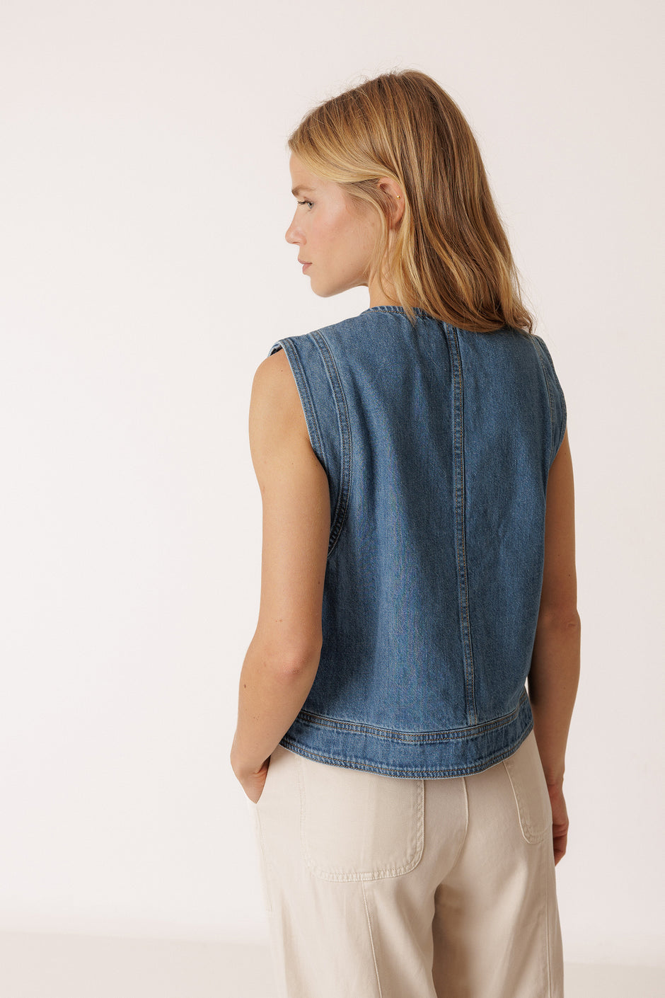 Indi & Cold Denim Button Up Top