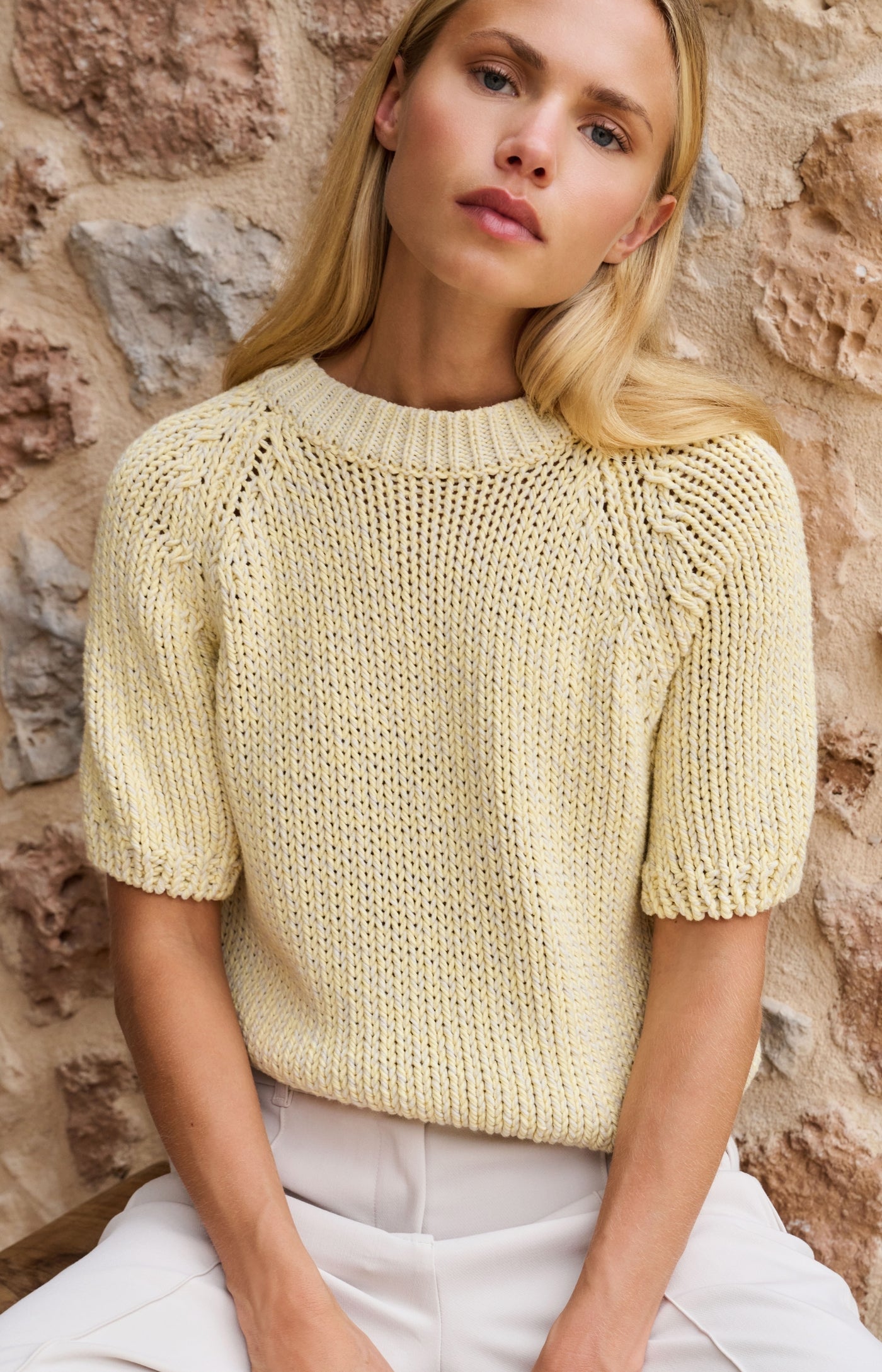 Yaya Yellow Chunky SS Knit