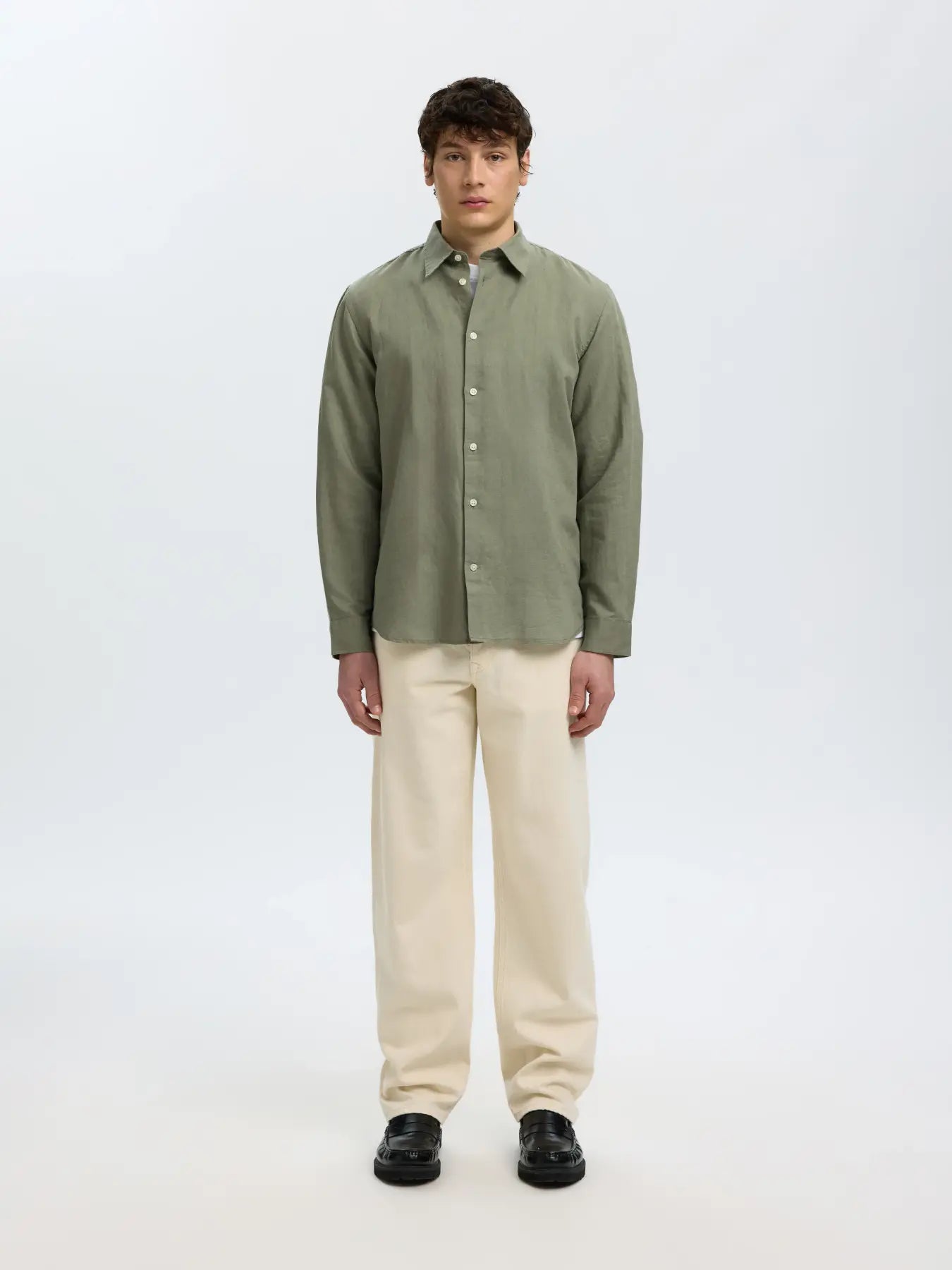 Selected Olive Linen LS Shirt