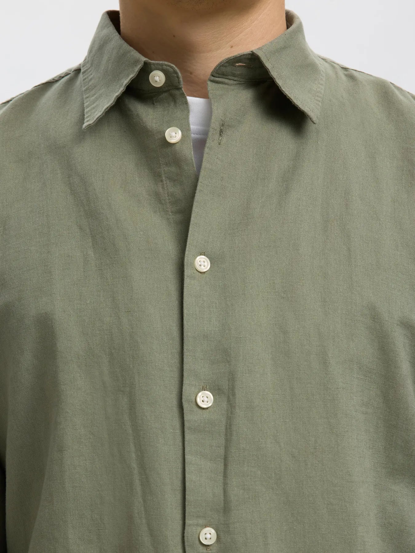 Selected Olive Linen LS Shirt
