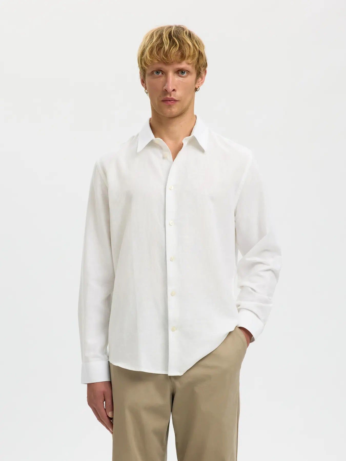 Selected White Linen LS Shirt
