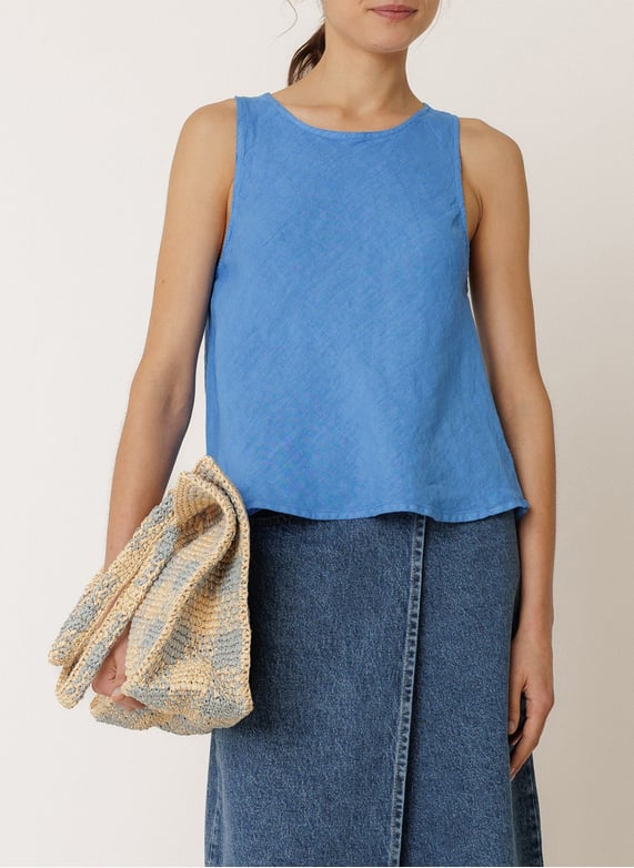 Indi & Cold Blue Linen Top