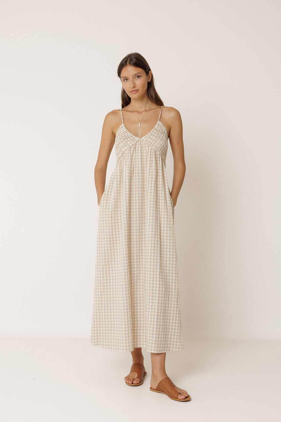 Indi & Cold Beige Check Dress