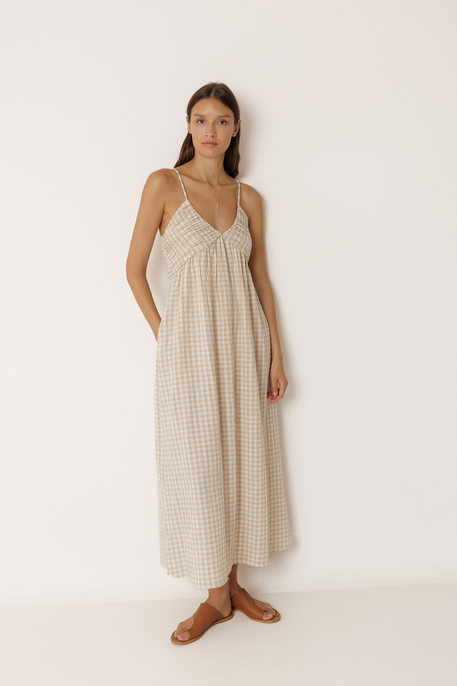 Indi & Cold Beige Check Dress