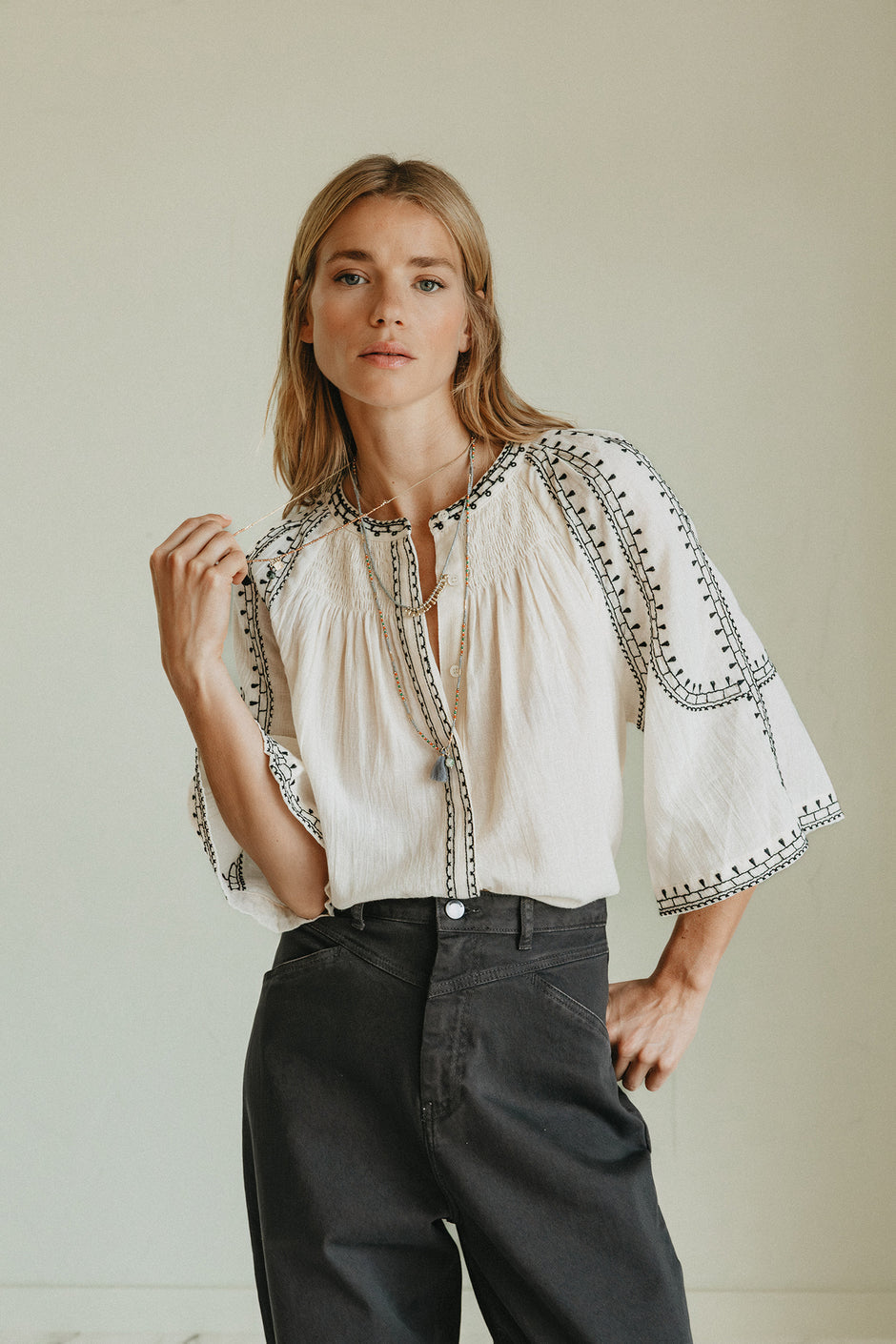 Indi & Cold Contrast Stitch Shirt