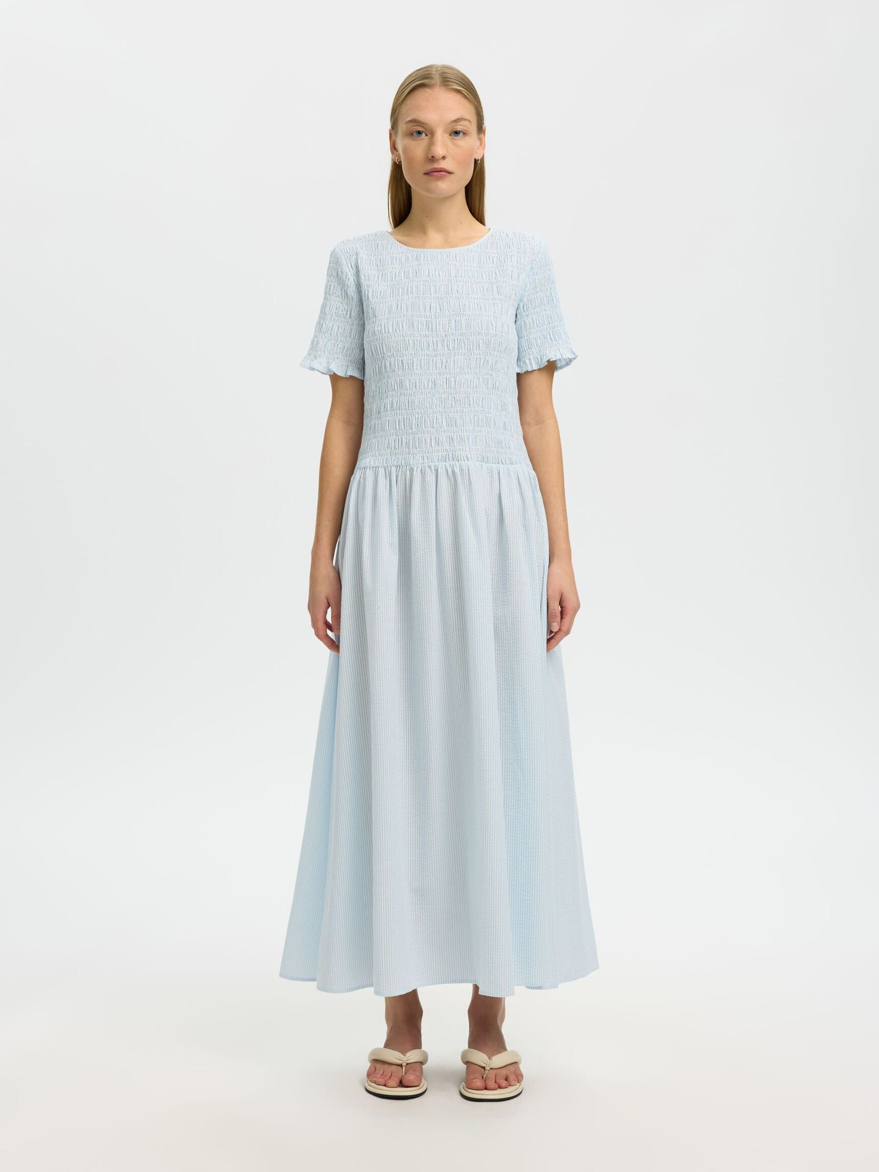 Selected Hannah Seersucker Midi Dress