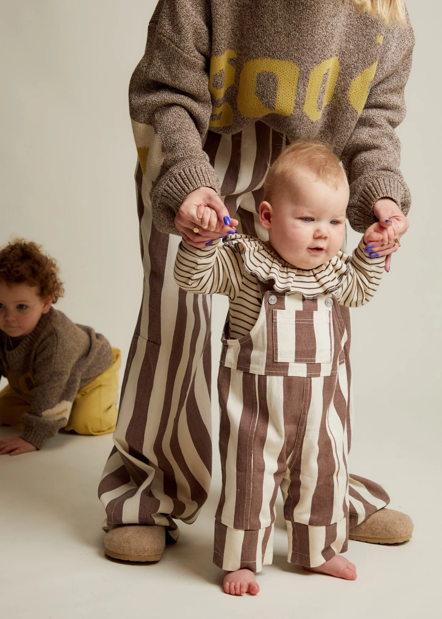 Claude & Co Blythe Choc Stripe Dungaree