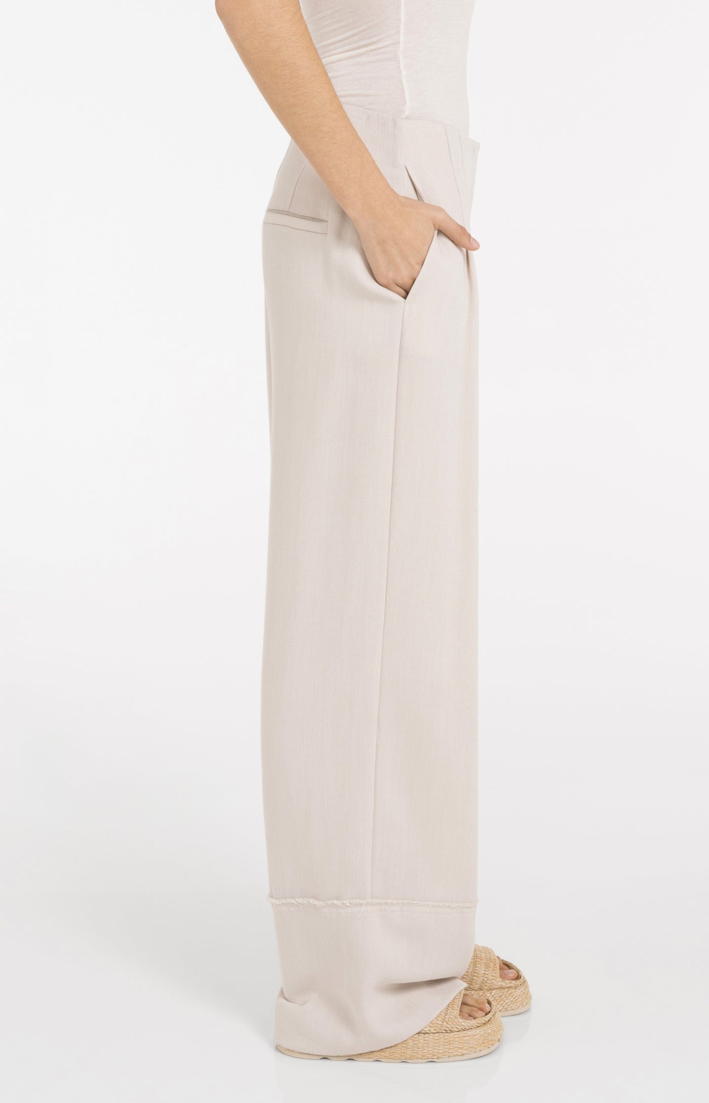 Linen Blend Fringe Detail Pant
