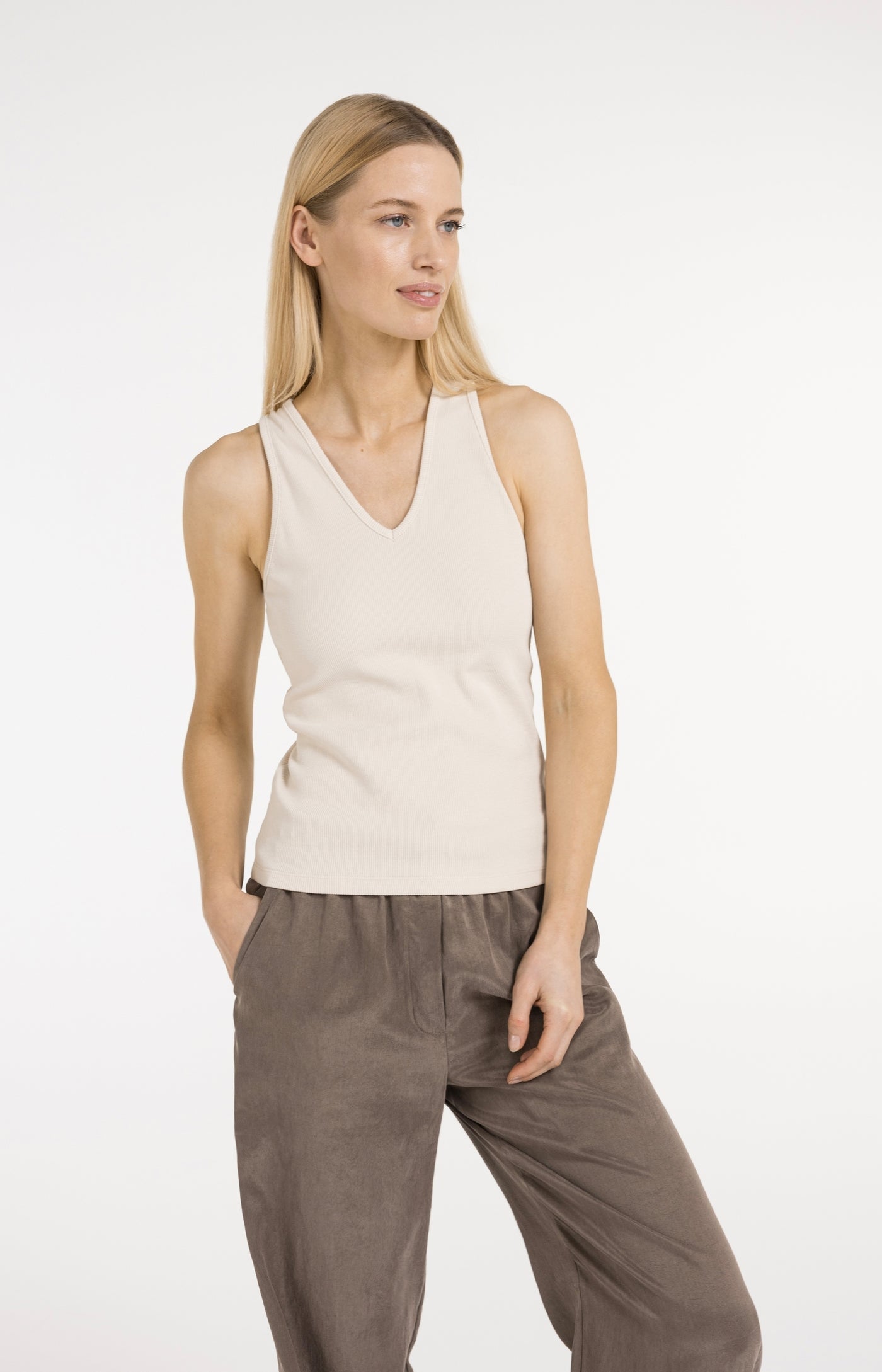 Creme Cross Back Singlet