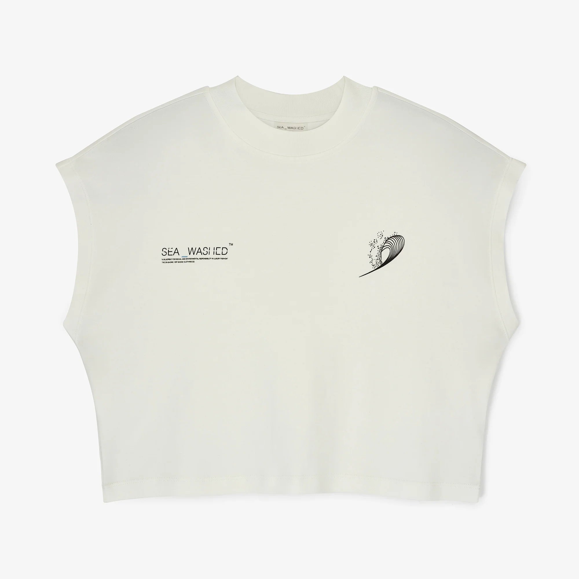 Sea Washed Cropped White Wave Tee