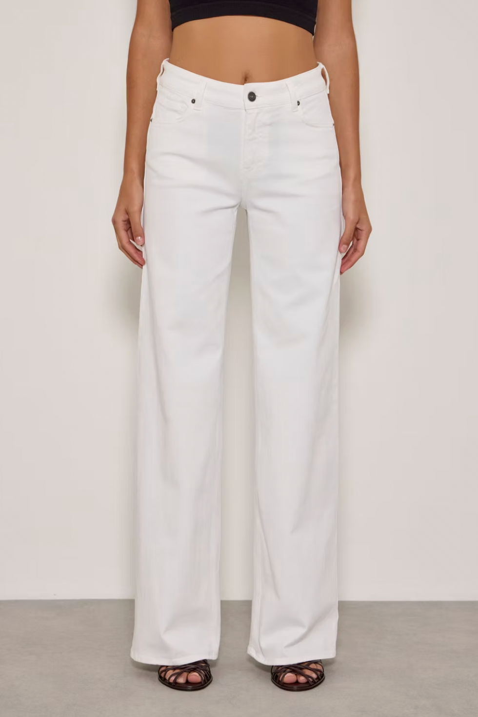 Five Joan White Wide Leg Jeans