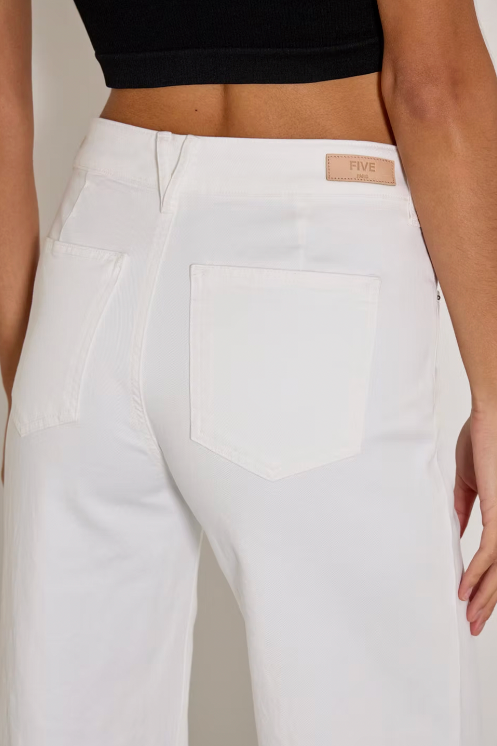 Five Joan White Wide Leg Jeans
