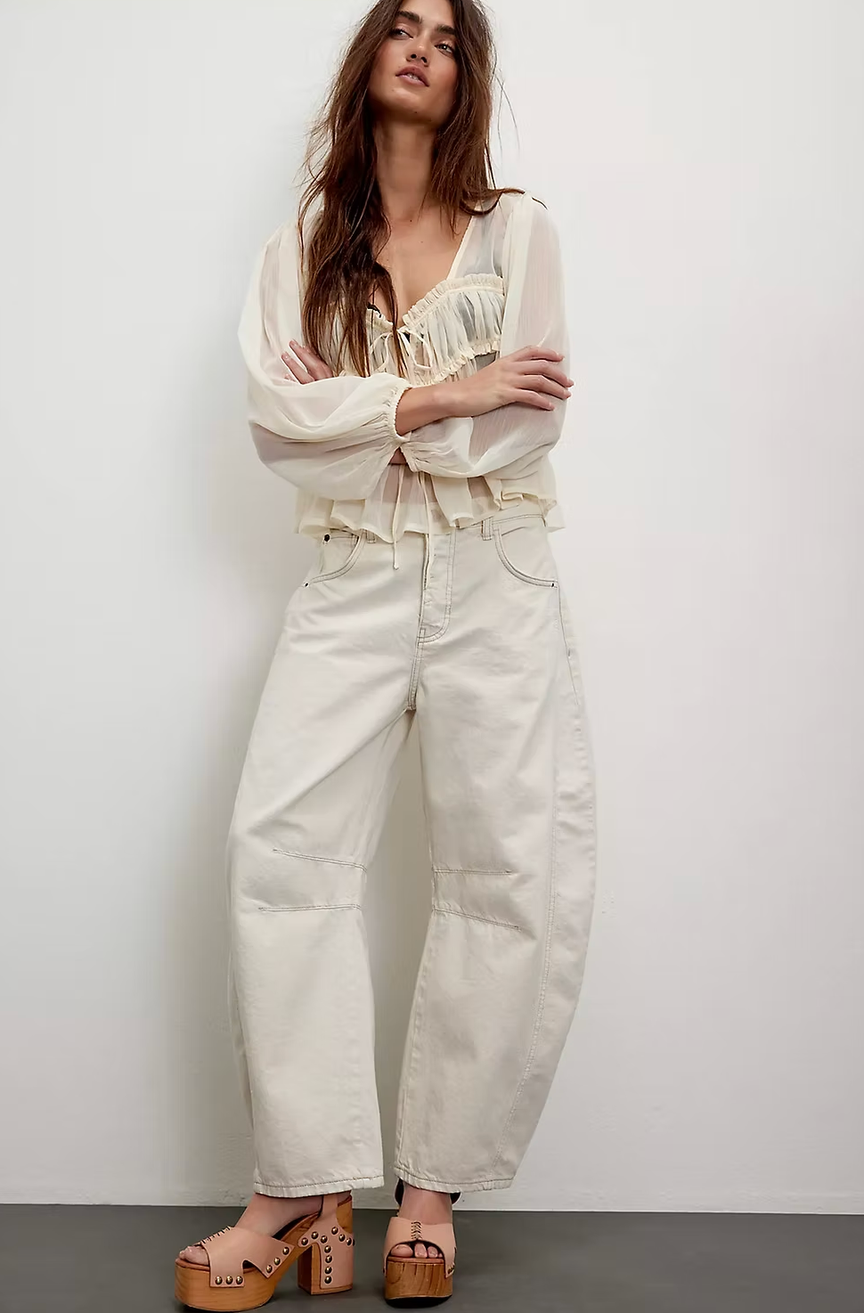 Free People Ivory Barrel Jean