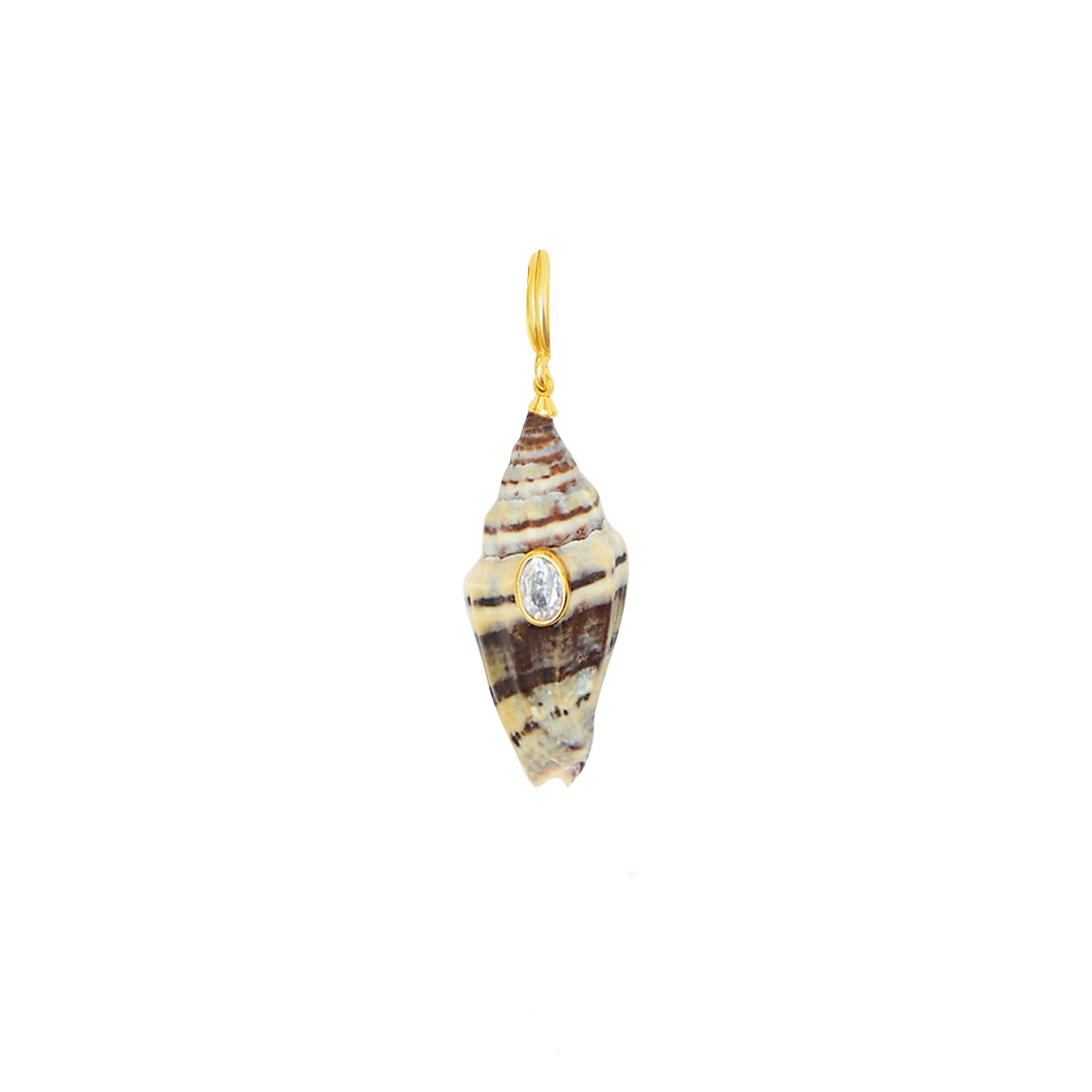 Shell Pendant On Tiger’s Eye Beads Necklace- LONG