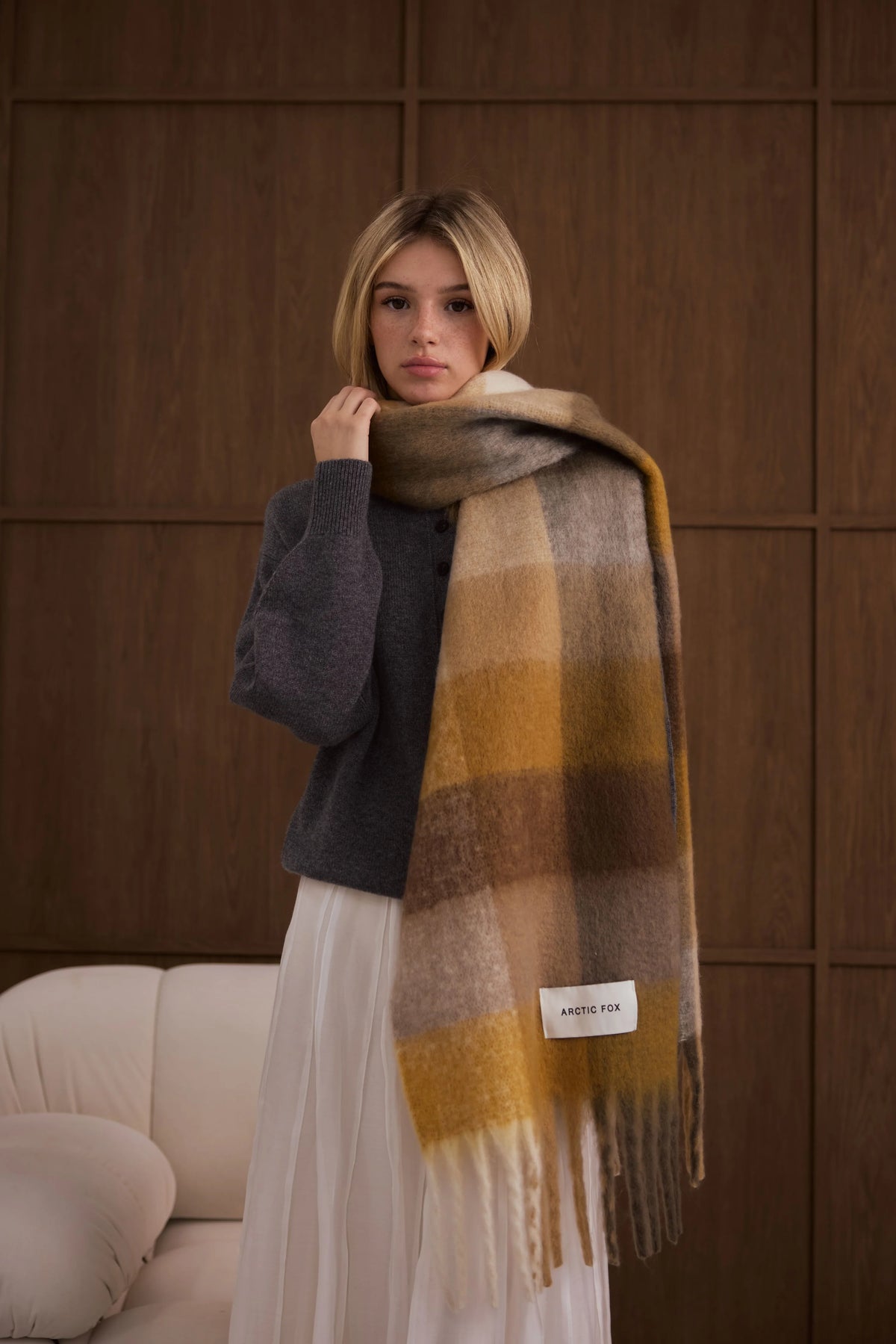 The Reykjavik Check Scarf - Golden Woodland