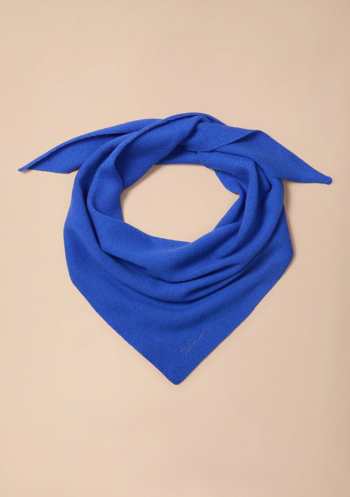 Merino Wool Triangle Scarf in Cobalt Blue