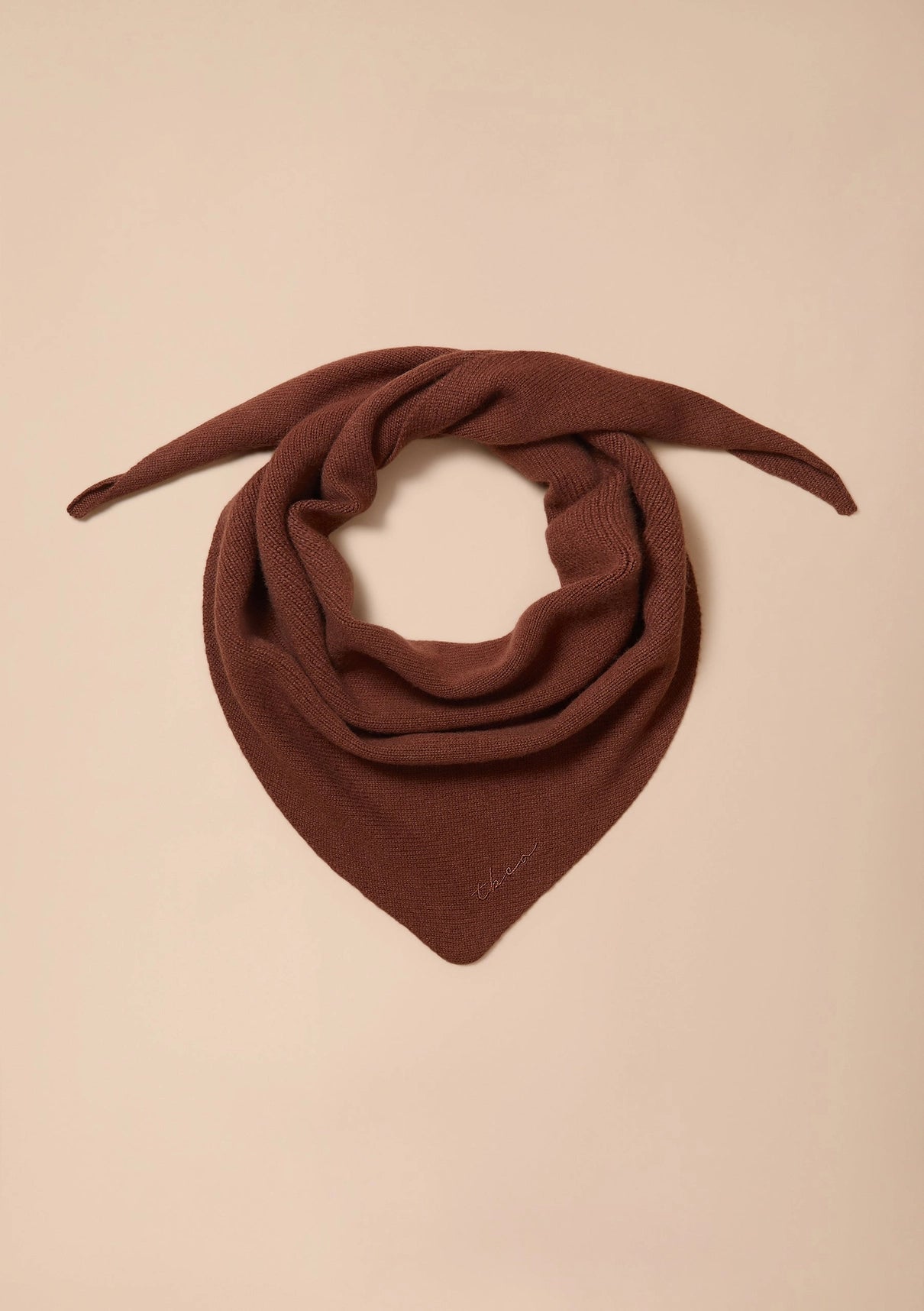 Merino Wool Triangle Scarf in Brown