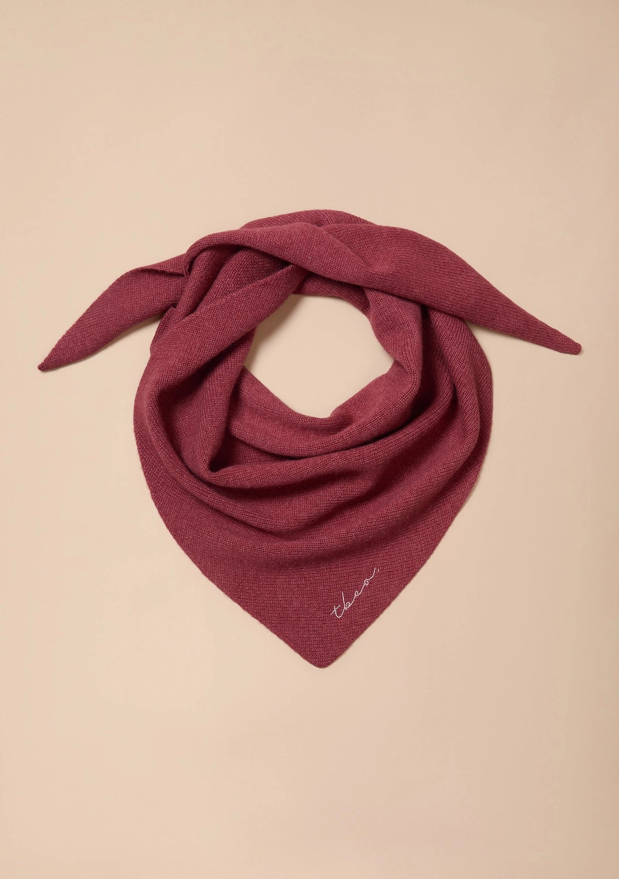 Merino Wool Triangle Scarf in Rust