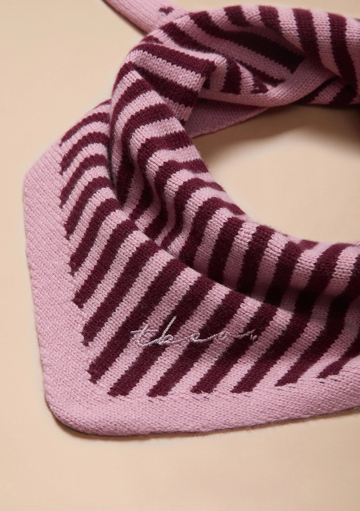 Merino Wool Kids Triangle Scarf - Pink Stripe