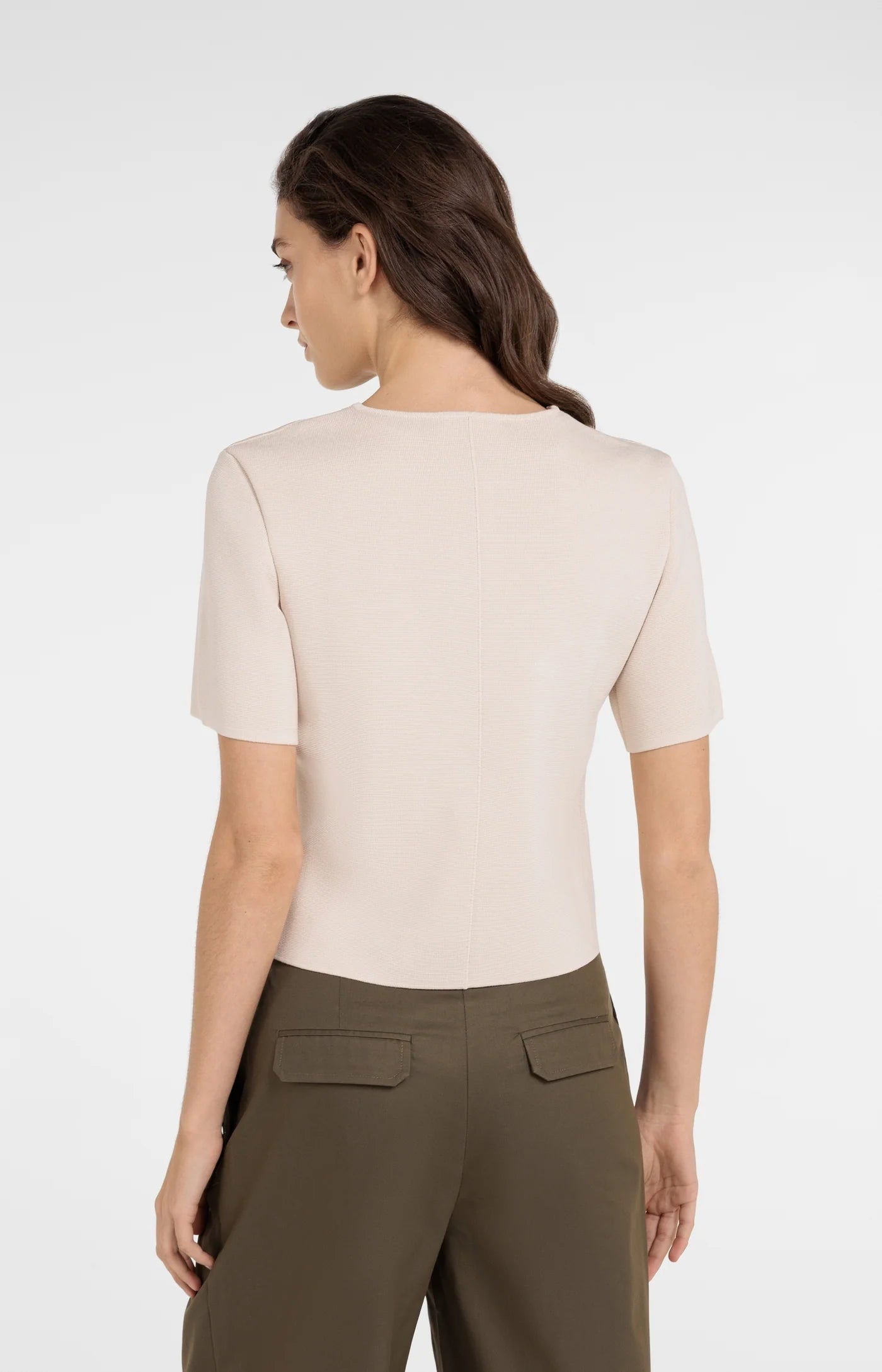 Yaya Creme  Fine knitted V-neck button closure