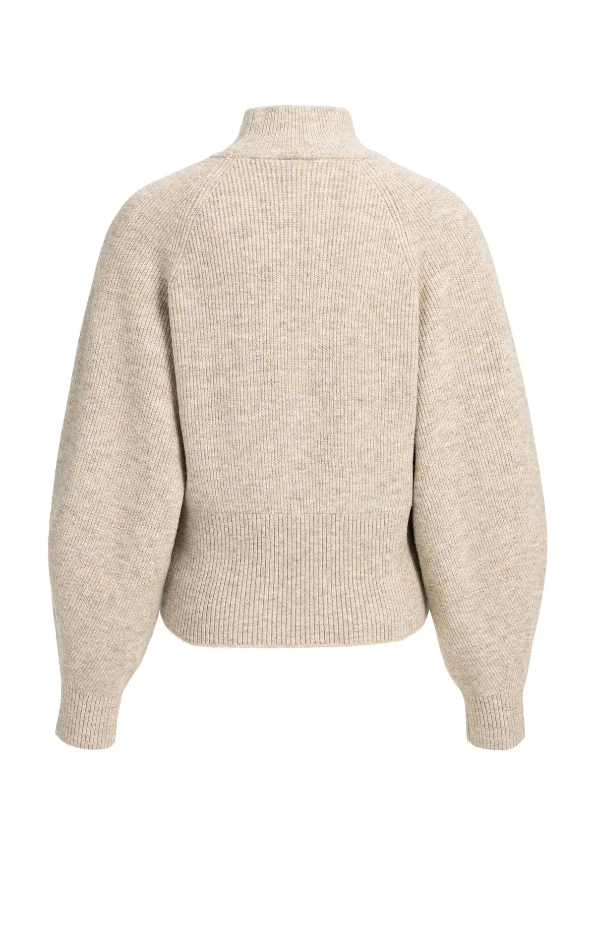 Knitted Turtleneck Sweater Light Beige Melange