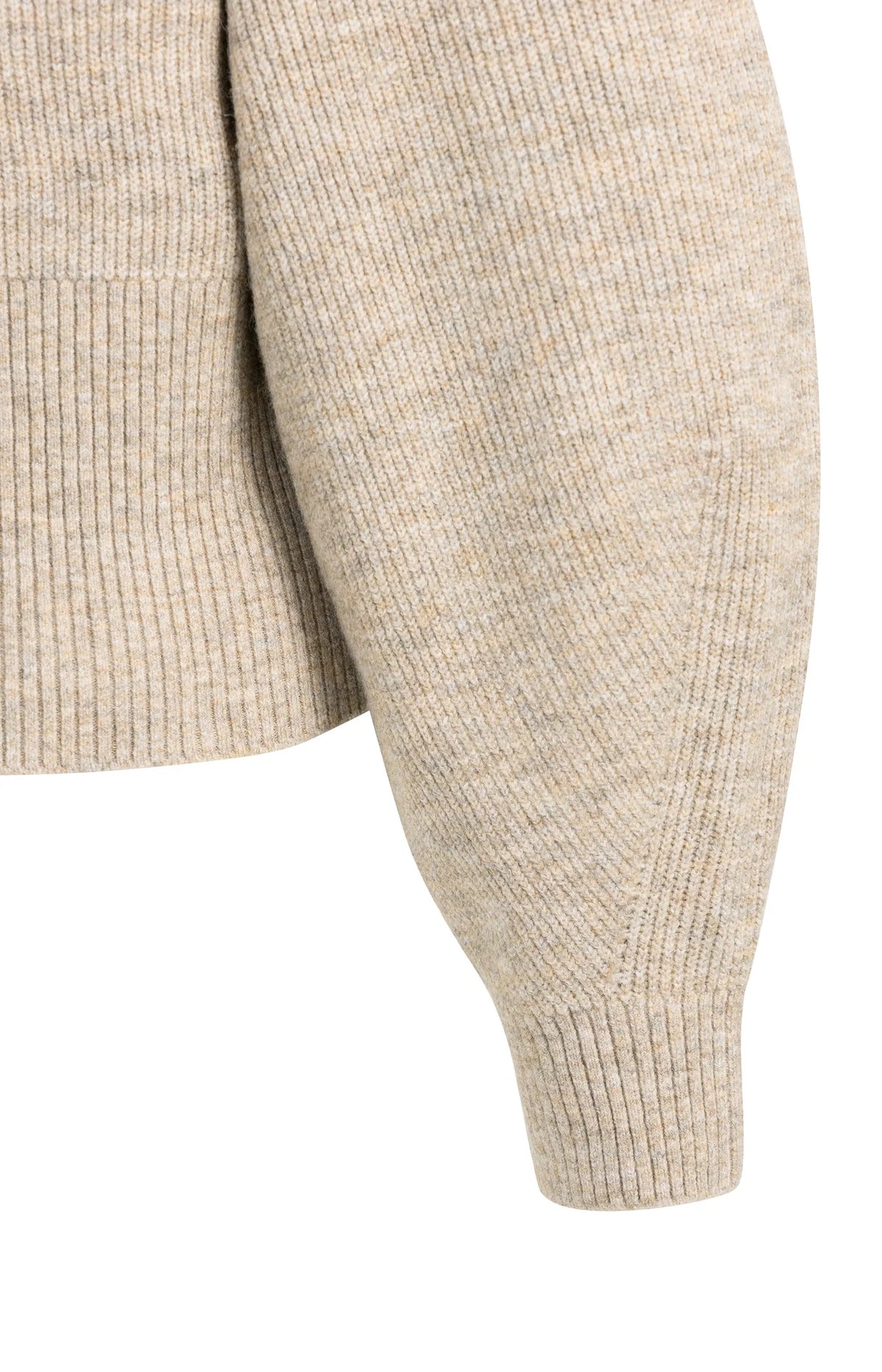 Knitted Turtleneck Sweater Light Beige Melange