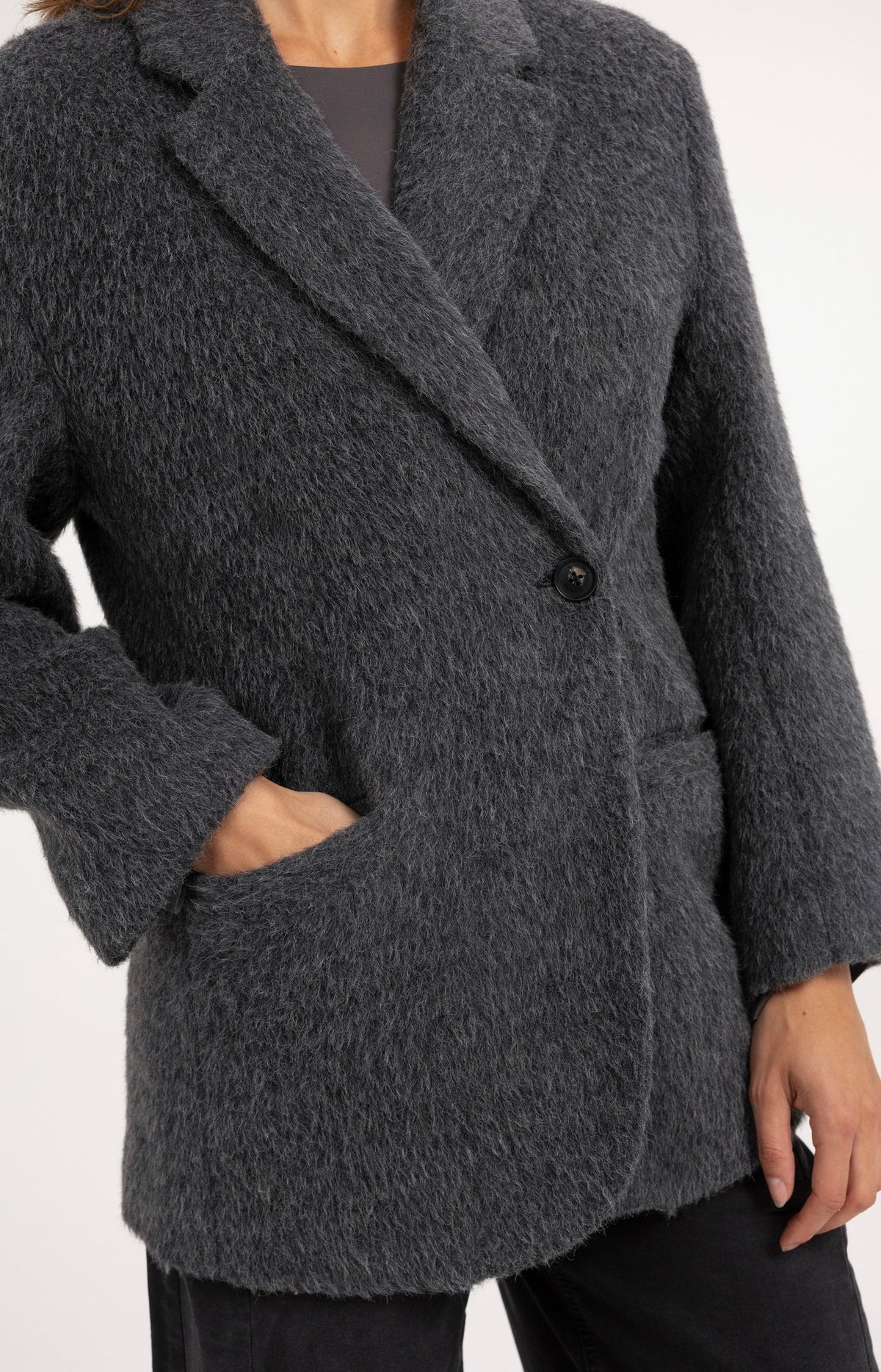 Oversized Wool Blend Blazer Jacket