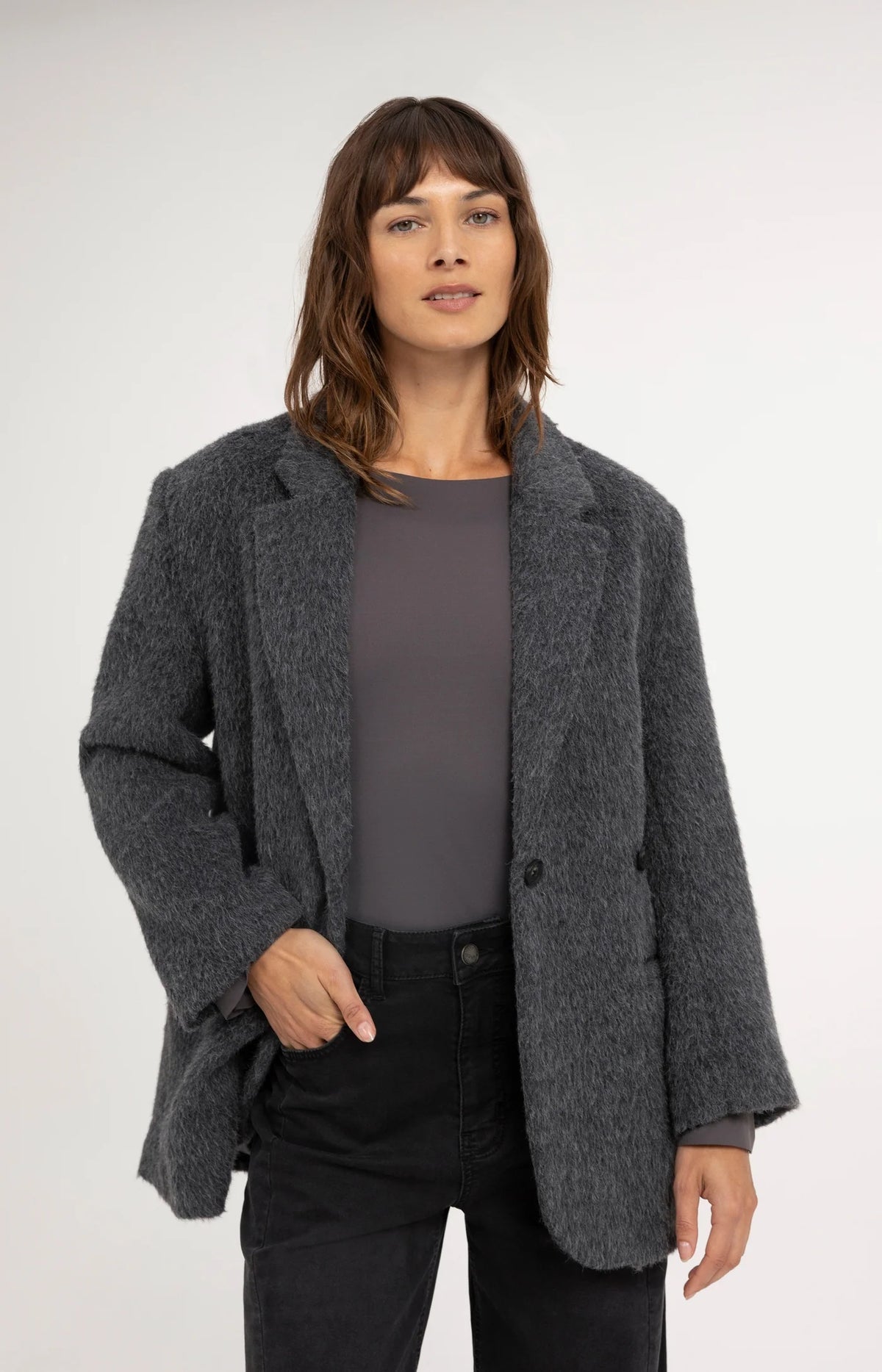 Oversized Wool Blend Blazer Jacket