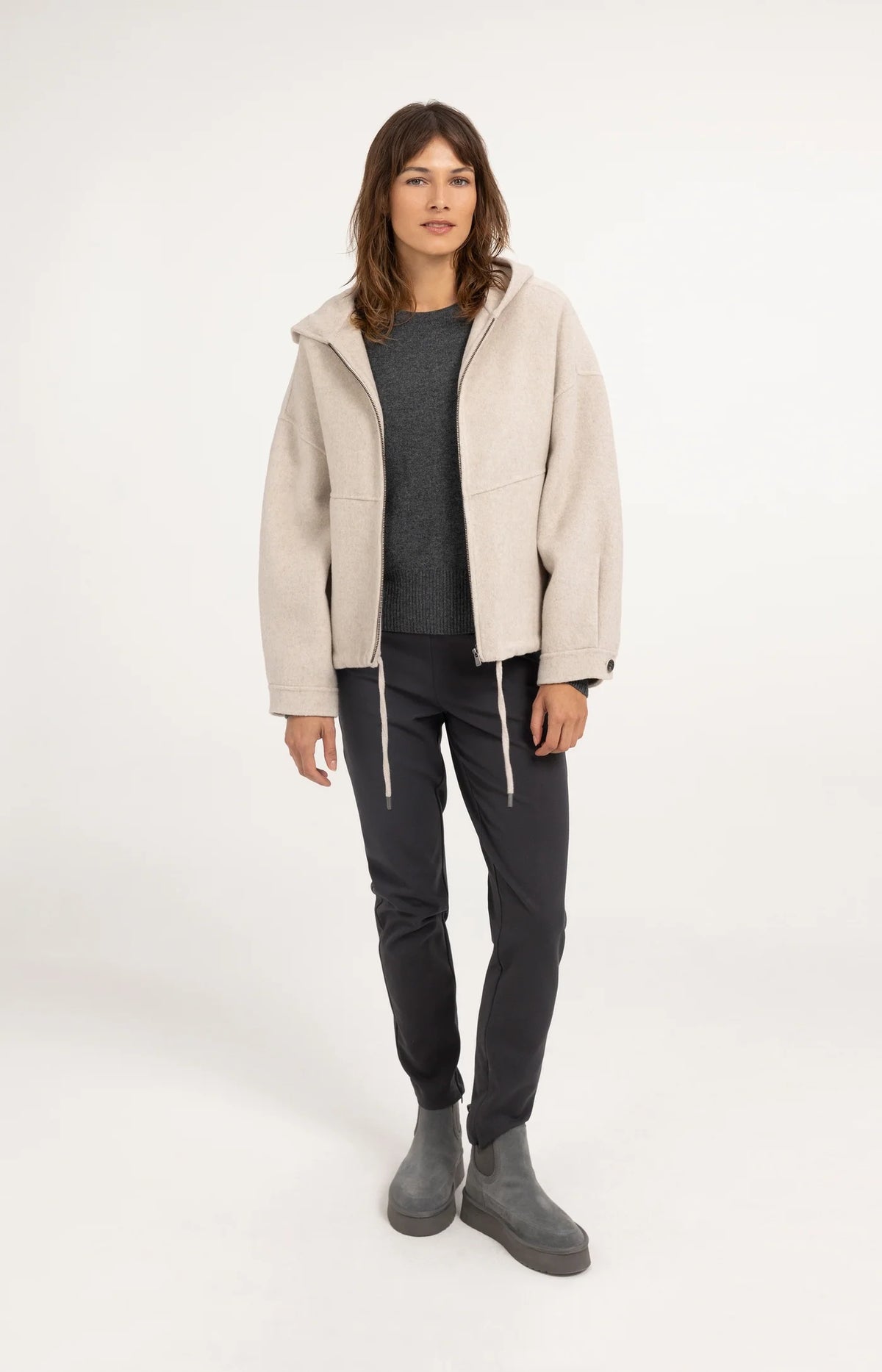 Wool Blend Hooded Jacket