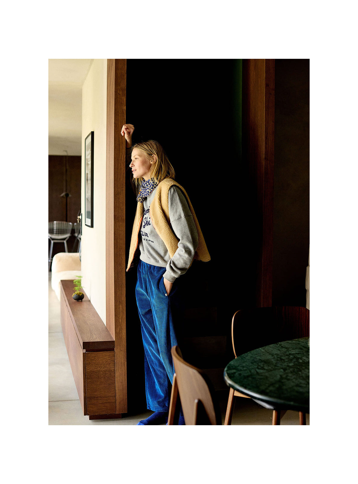 A.P Navy & Brown Reversible Gingham Gilet