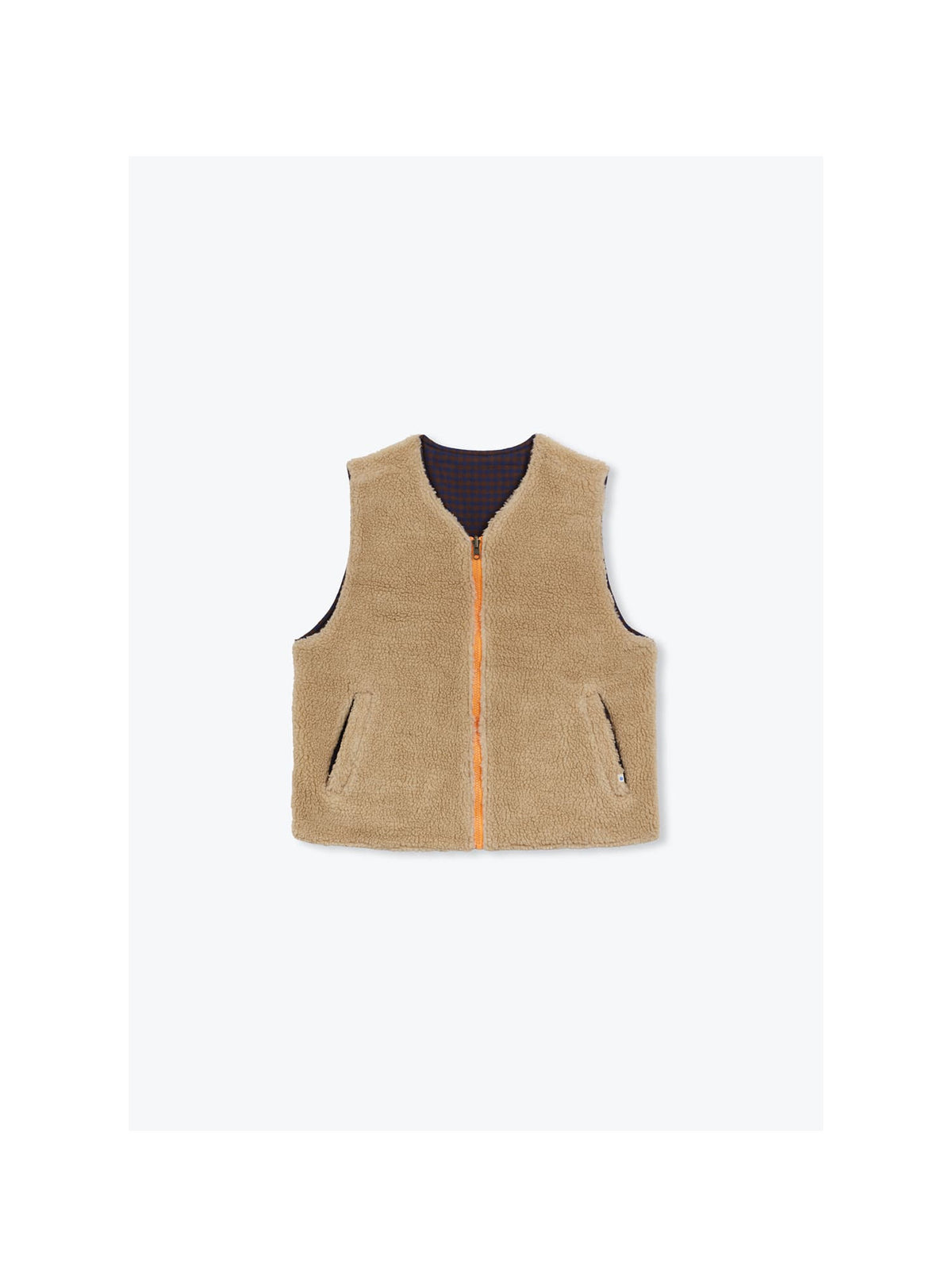 A.P Navy & Brown Reversible Gingham Gilet