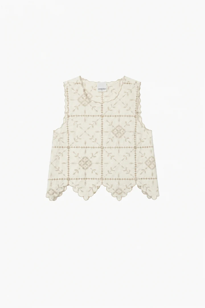 Perforated Embroidery Top