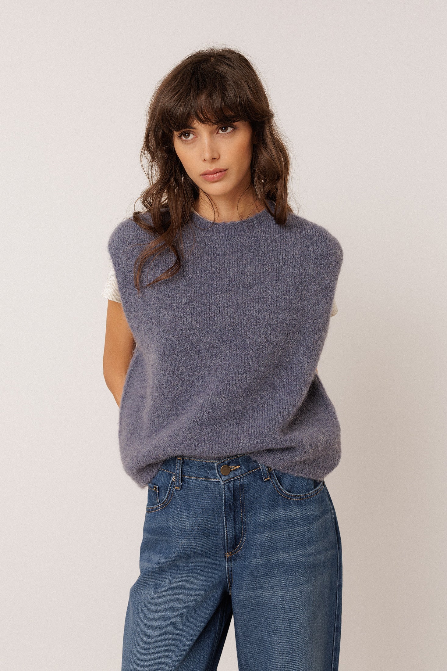 Boxy Mohair Vest - Blue