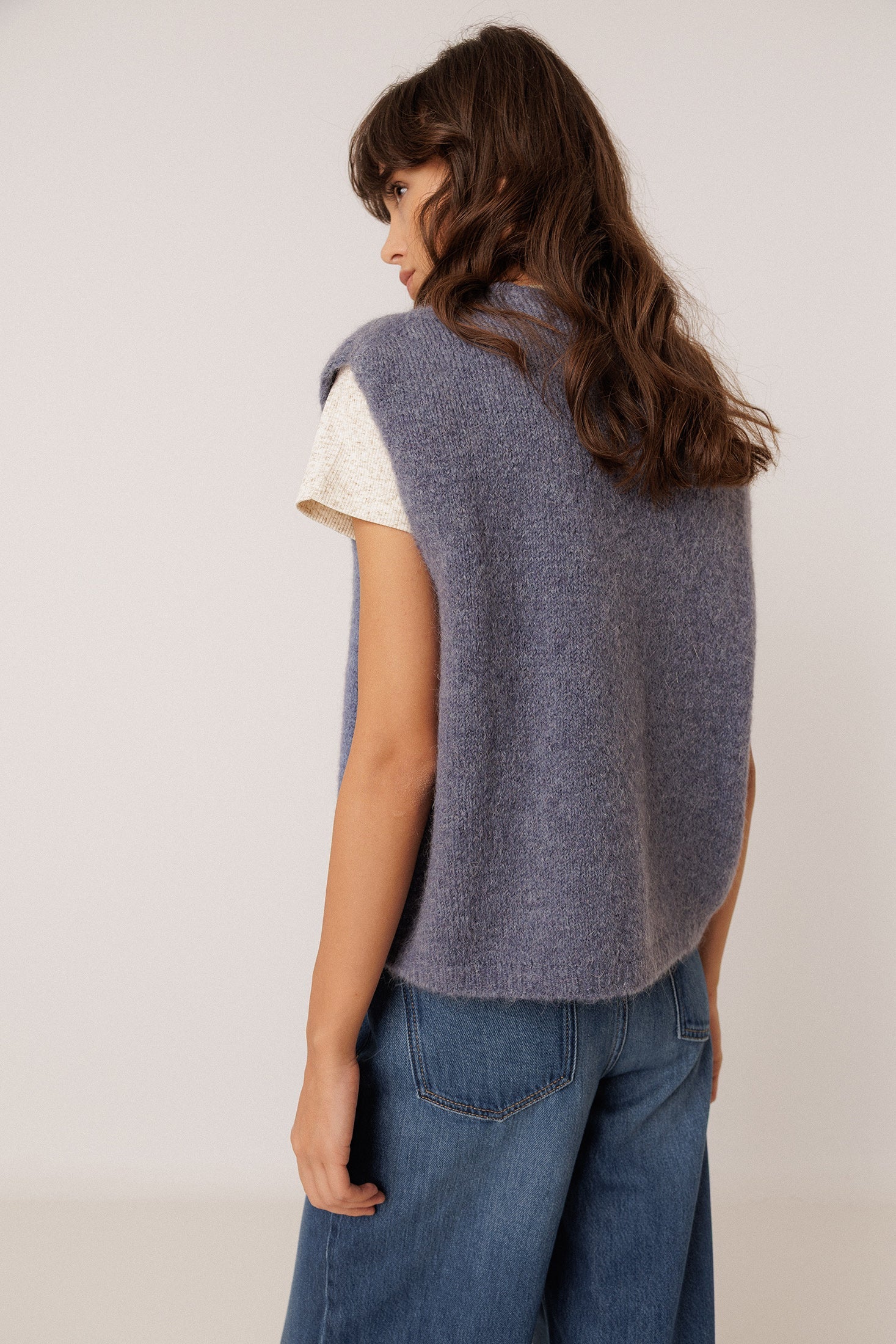 Boxy Mohair Vest - Blue