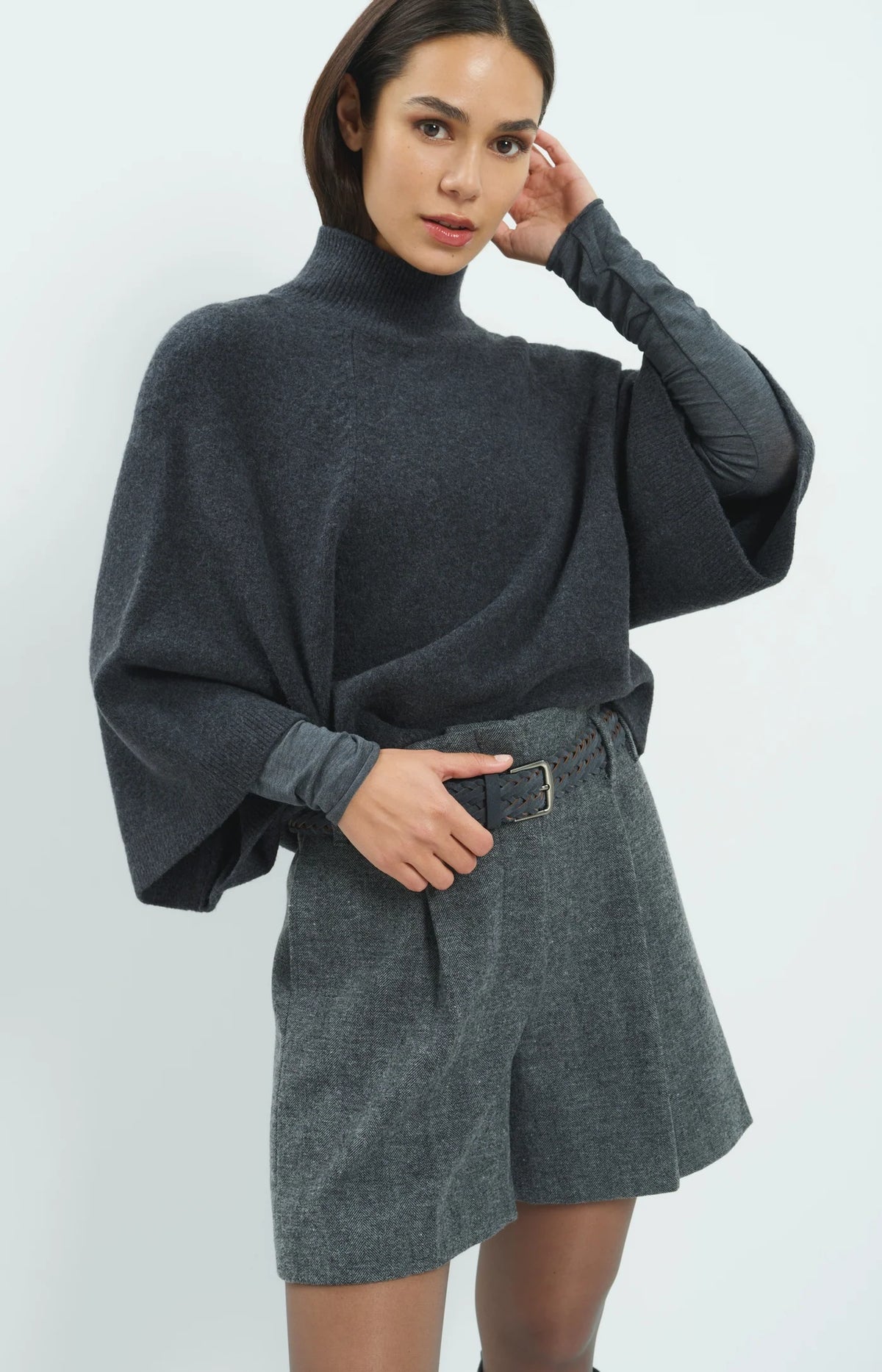 Wide Sleeve Anthracite Sweater
