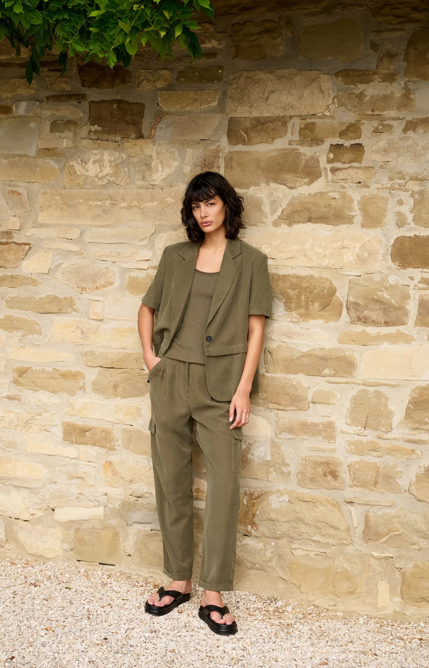 Army Green Woven Blazer