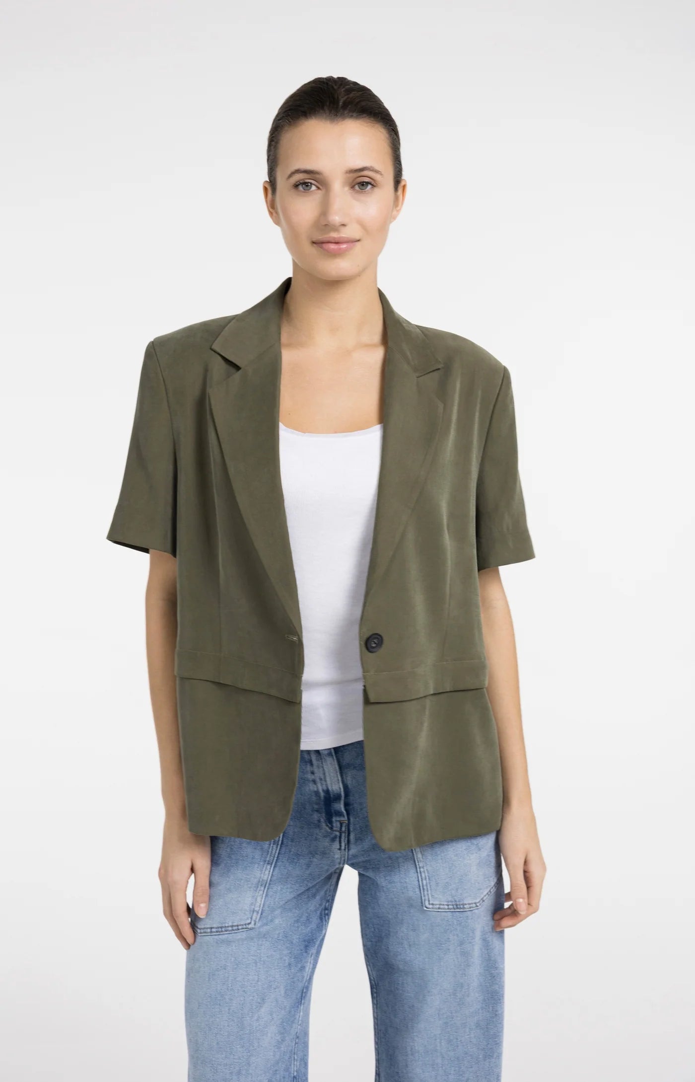 Army Green Woven Blazer