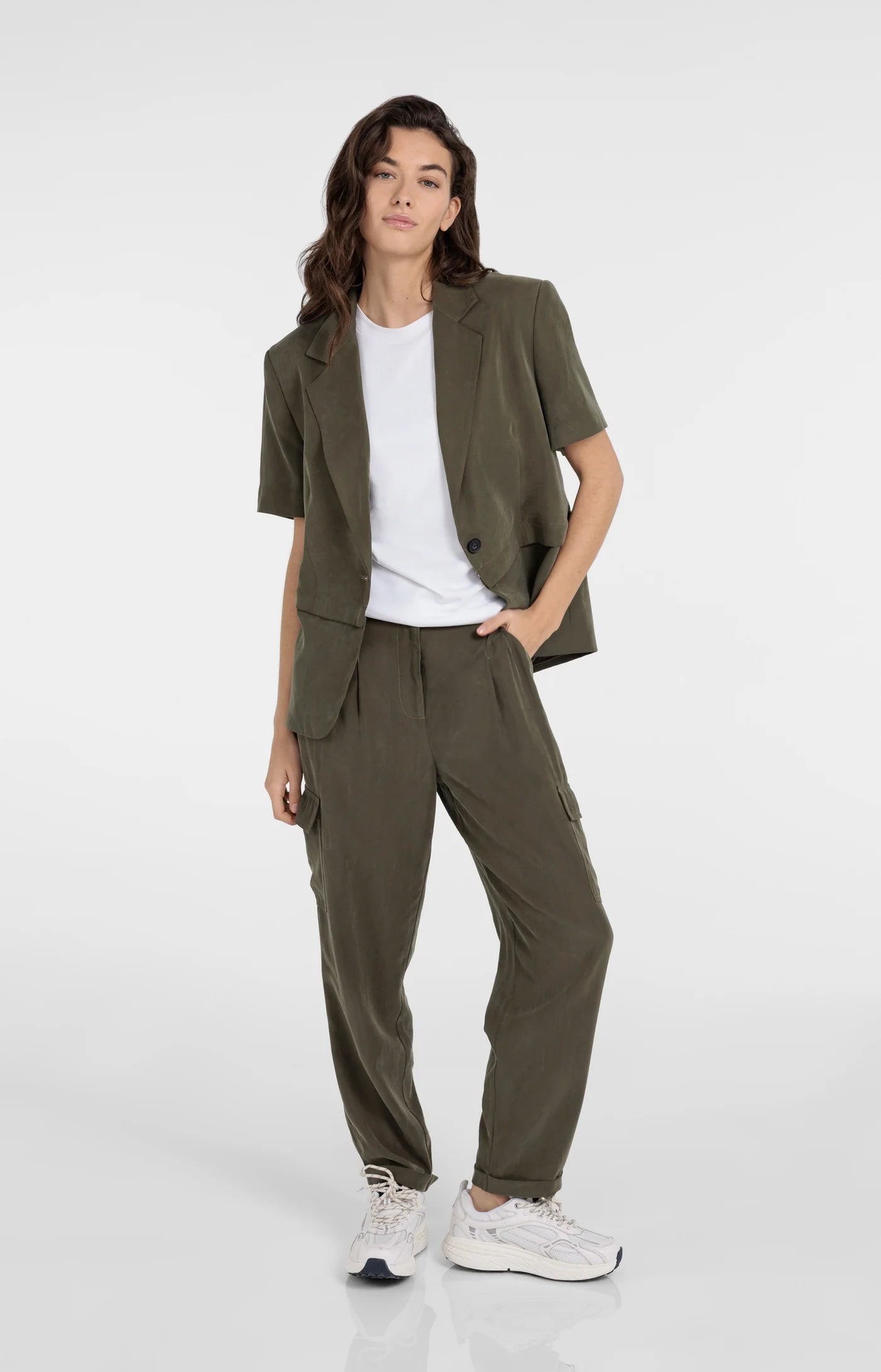 Army Green Woven Blazer