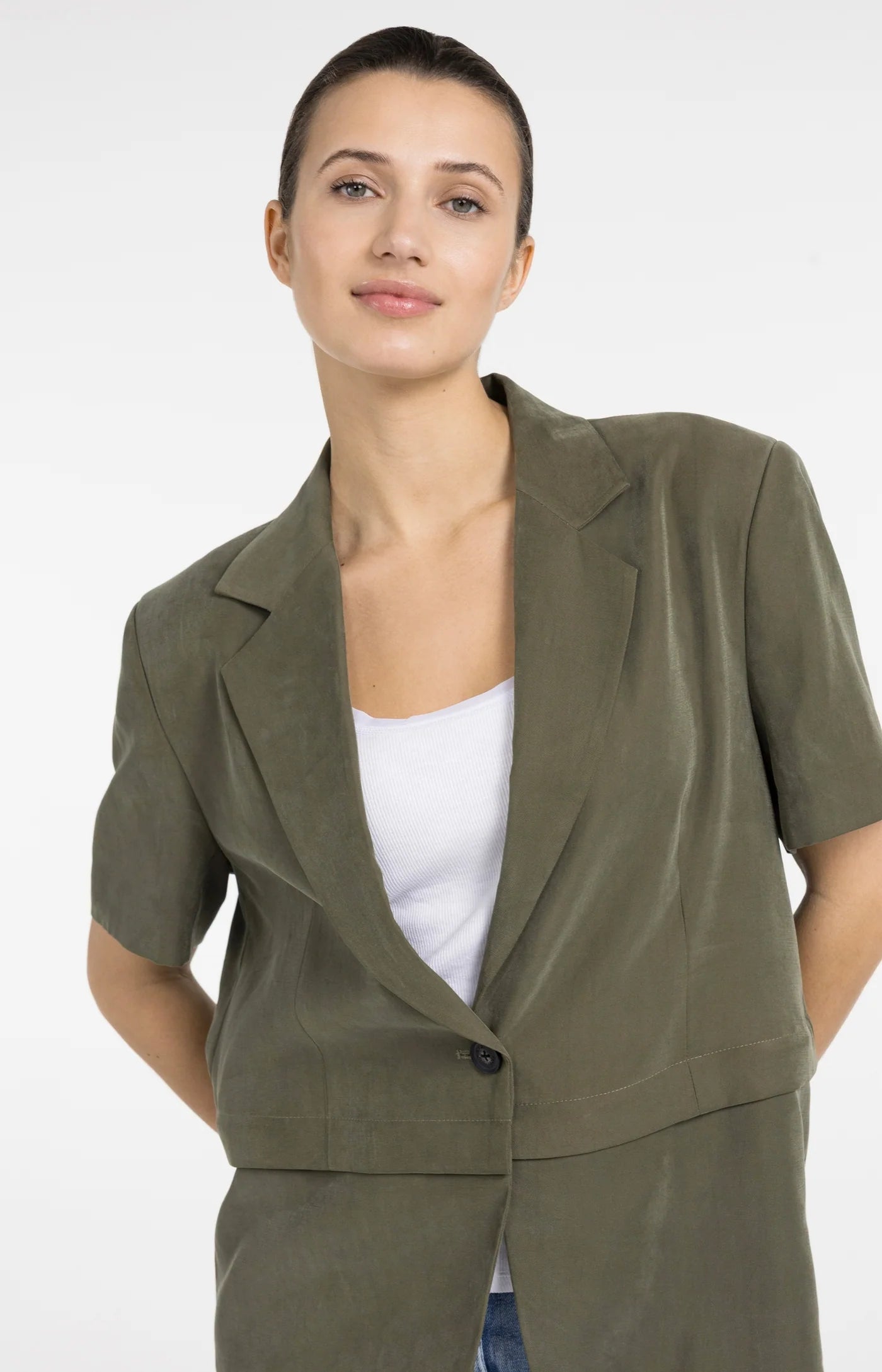 Army Green Woven Blazer